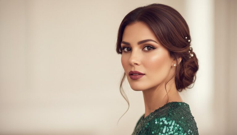 Mulher com cabelo Penteados para festa cabelo médio