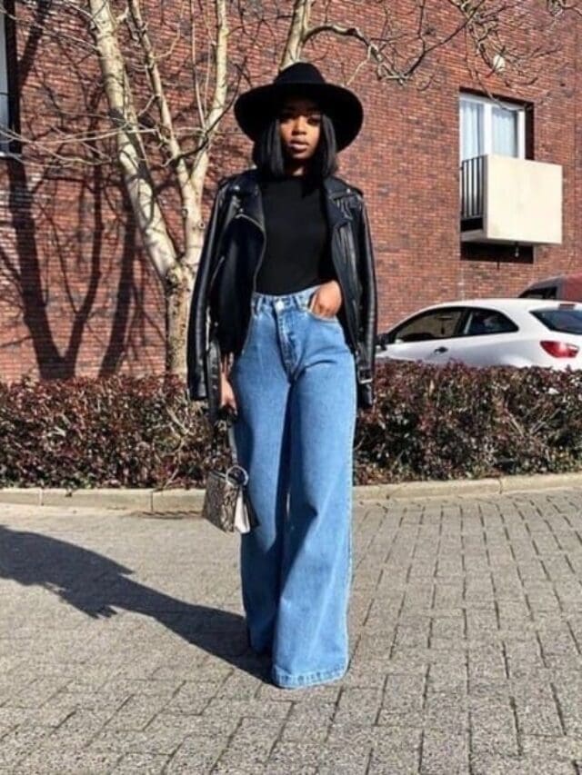 9 looks com calças folgadas e jaquetas de couro