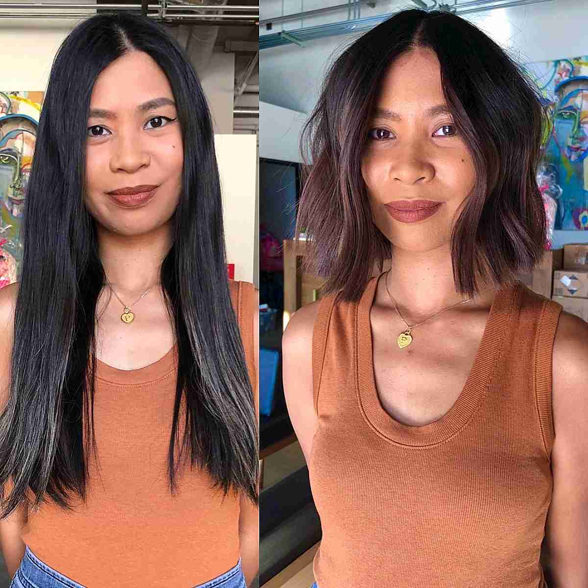 9 cortes de cabelo feminino rejuvenescedor 7 Bob chocolate com moldura facial