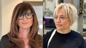 Long Bob e mais 5 cabelos para mulheres com mais de 50 que usam óculos 9 duas mulheres com cortes e looks aos 50
