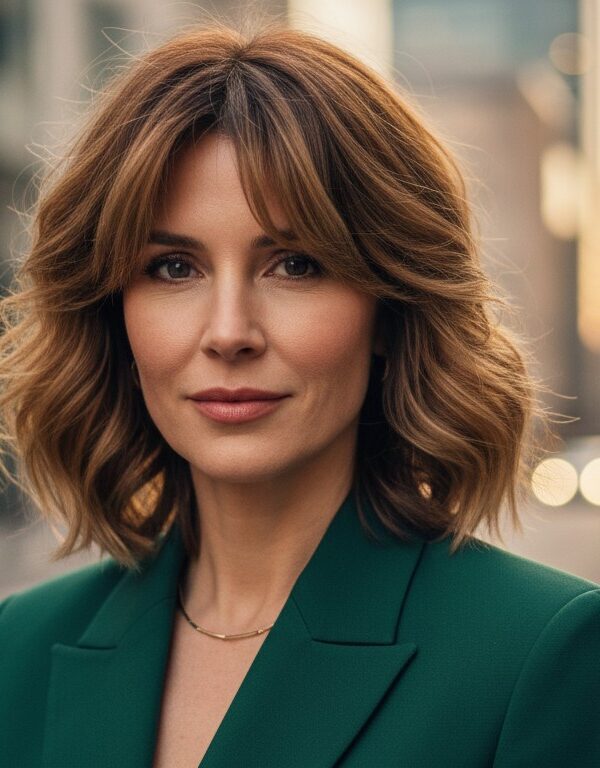 Mulher com corte cortes de cabelos que deixam mais jovem aos 45