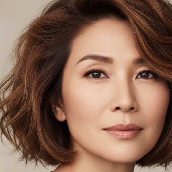 Retrato de beleza editorial, mulher 30+ anos, cabelo focando em Os Cortes Curtos