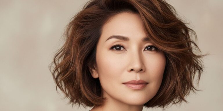 Retrato de beleza editorial, mulher 30+ anos, cabelo focando em Os Cortes Curtos