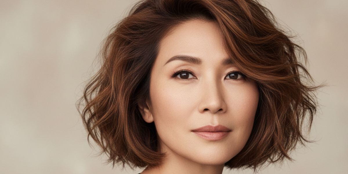 Retrato de beleza editorial, mulher 30+ anos, cabelo focando em Os Cortes Curtos